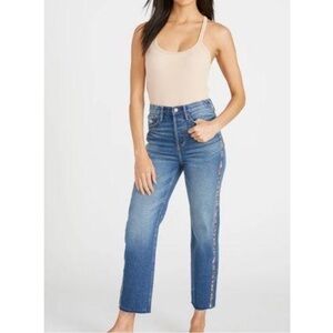 DRIFTWOOD Royce Straight Cropped Jeans In Kaleidoscope Embroidered Multi‎ NWT 37